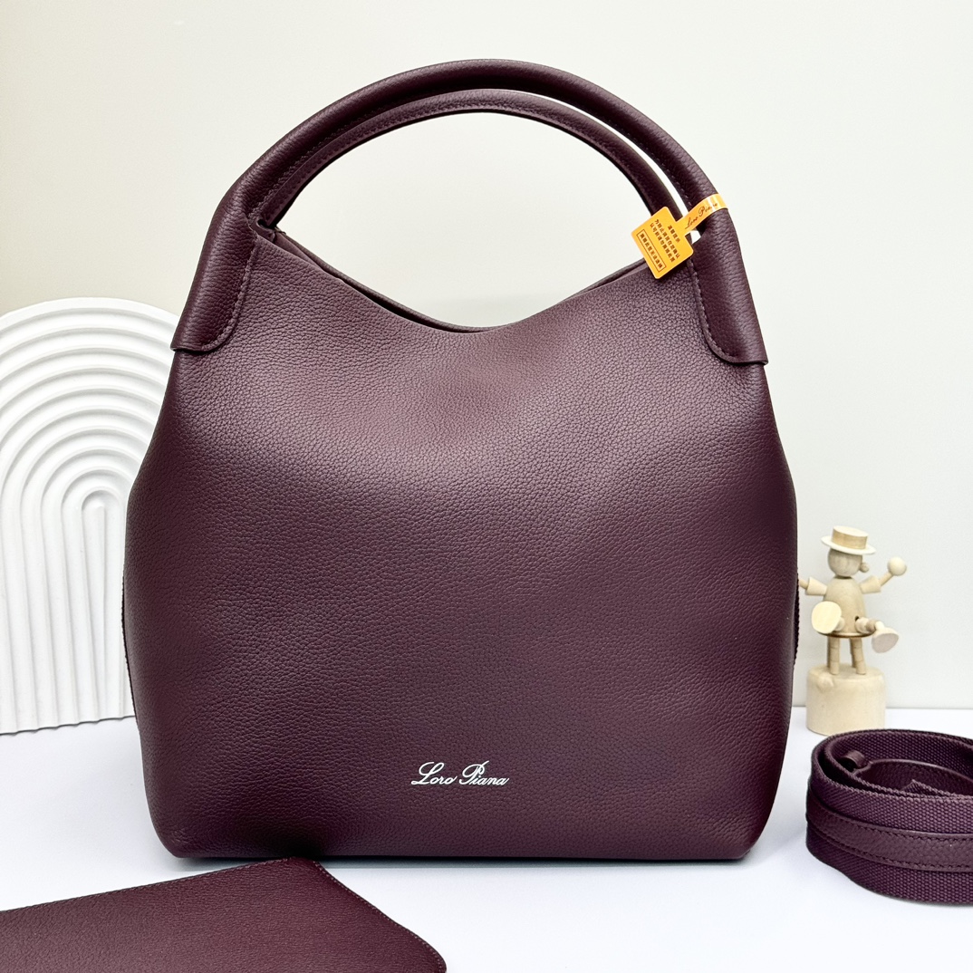 Loro Piana Bale Textured-Leather Tote – Burgundy |