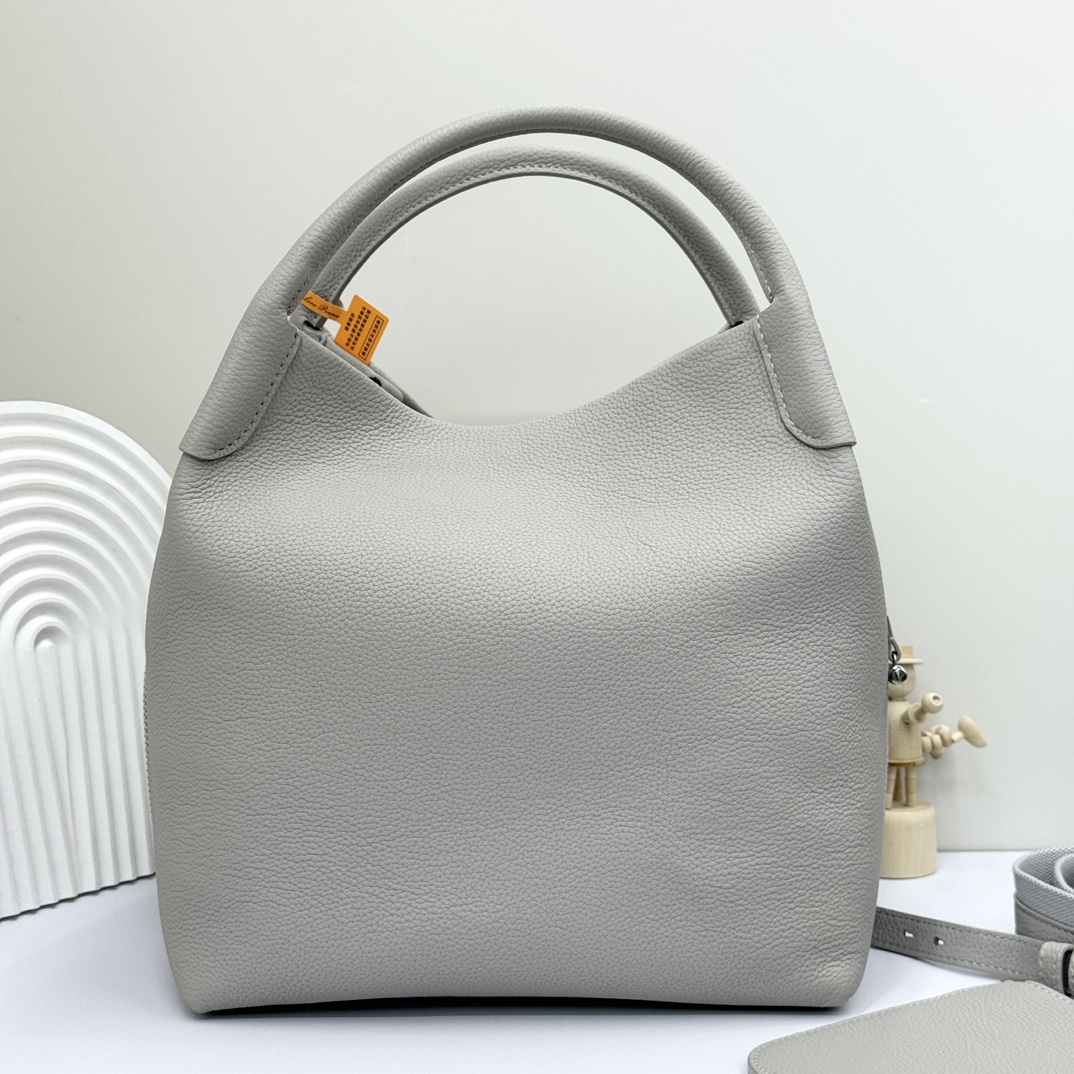 Loro Piana Large Bale bag Grained Calfskin Dust Stone gray | Loro Piana