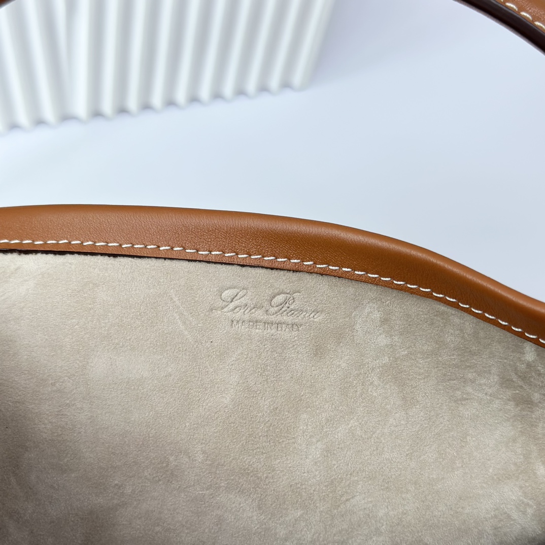 Loro Piana Small Bale bag Smooth Calfskin Mole/Sun Gold | Loro Piana