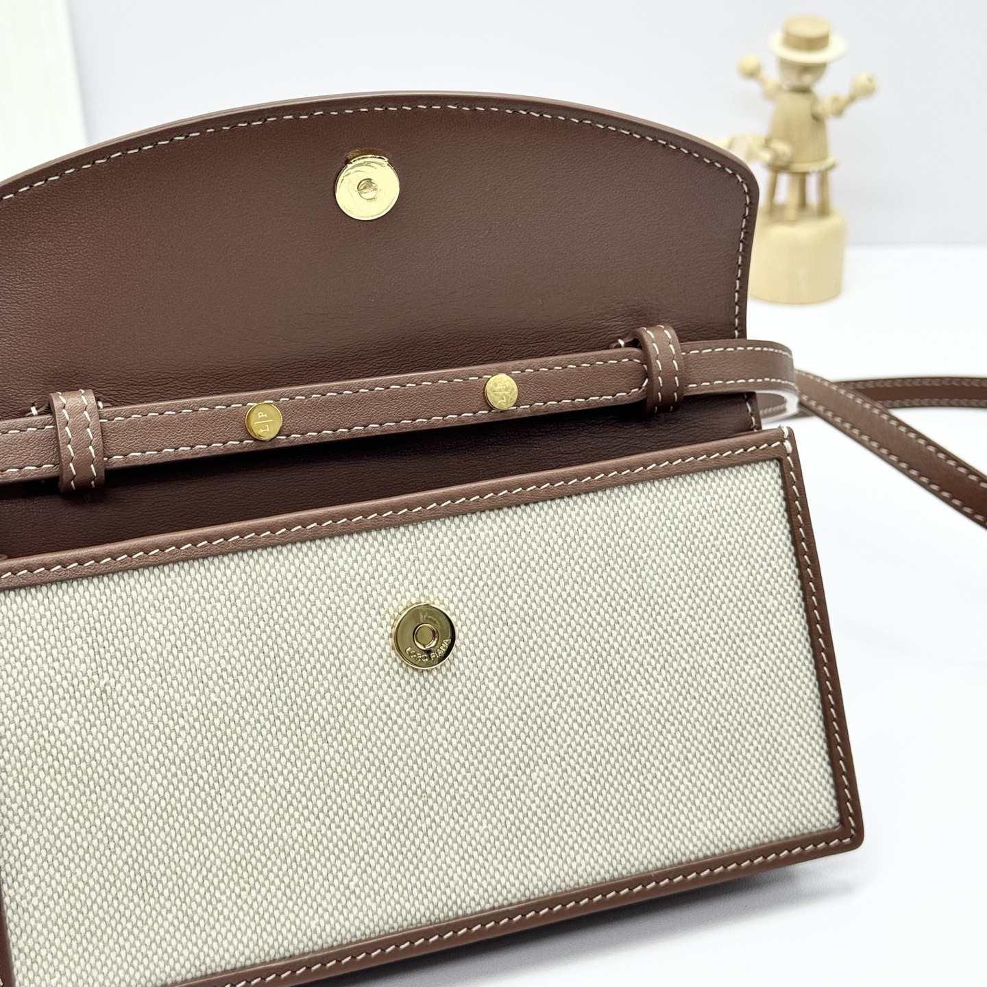 Loro Piana Extra Pochette Cotton, Linen Natural/Caramel Sugar/Sun Gold
