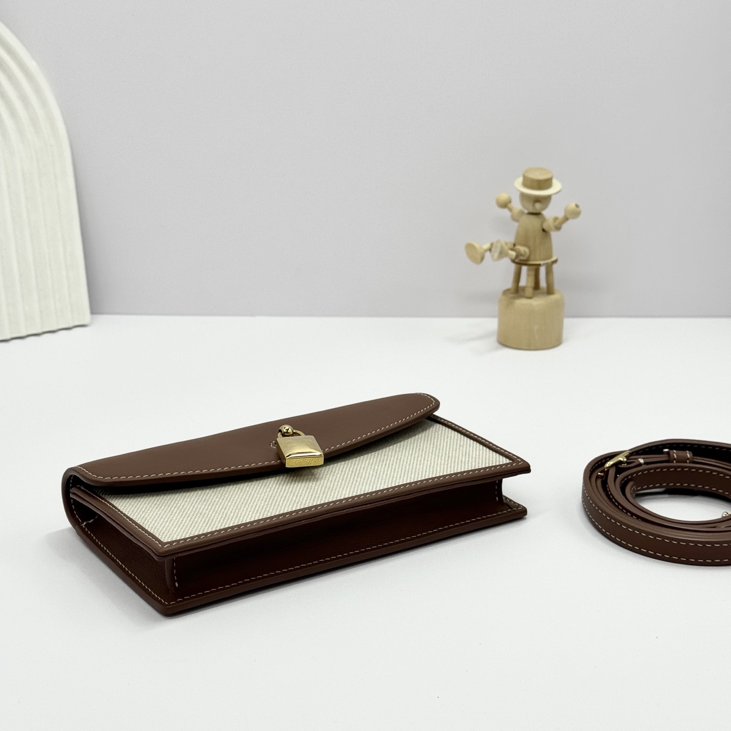 Loro Piana Extra Pochette Cotton, Linen Natural/Caramel Sugar/Sun Gold