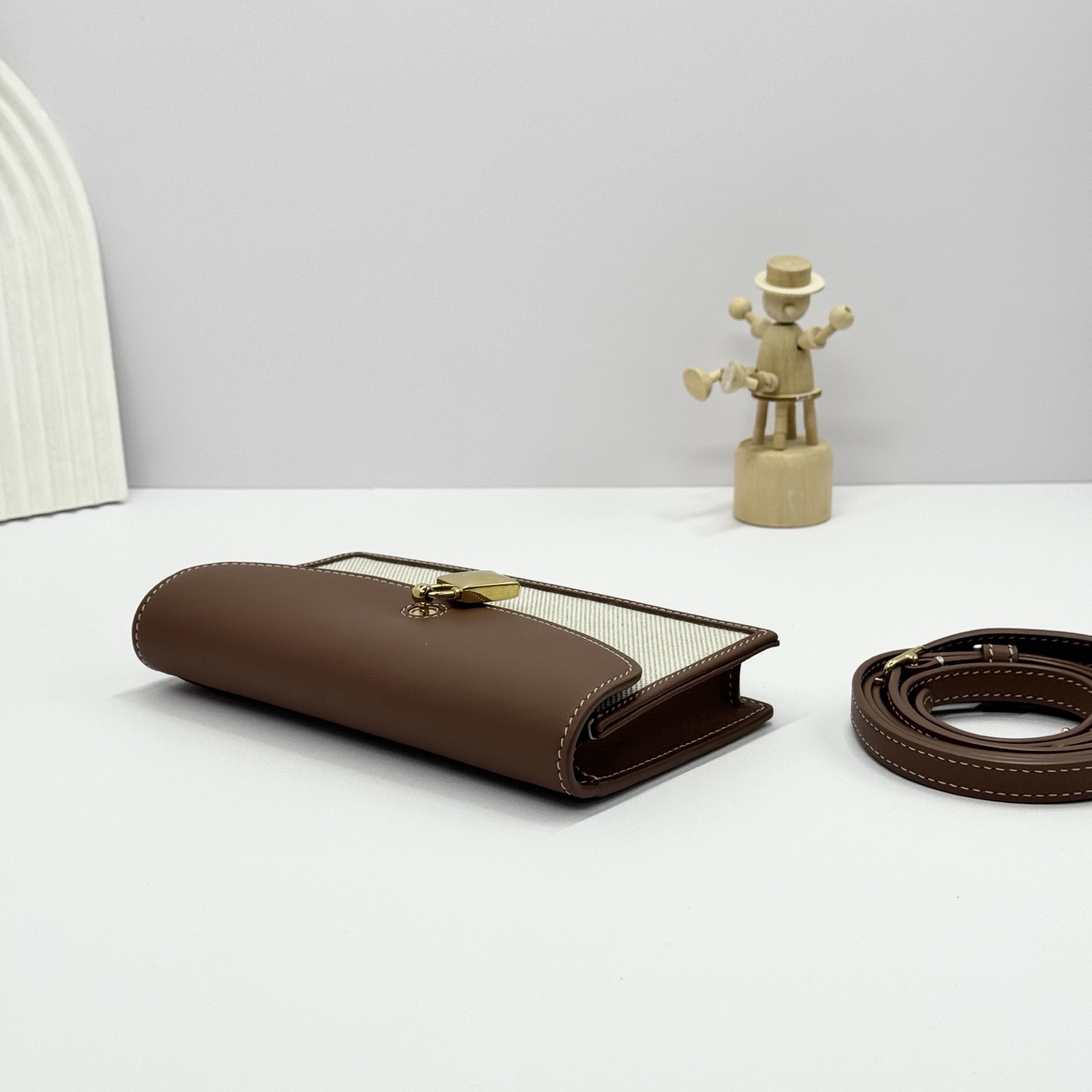 Loro Piana Extra Pochette Cotton, Linen Natural/Caramel Sugar/Sun Gold