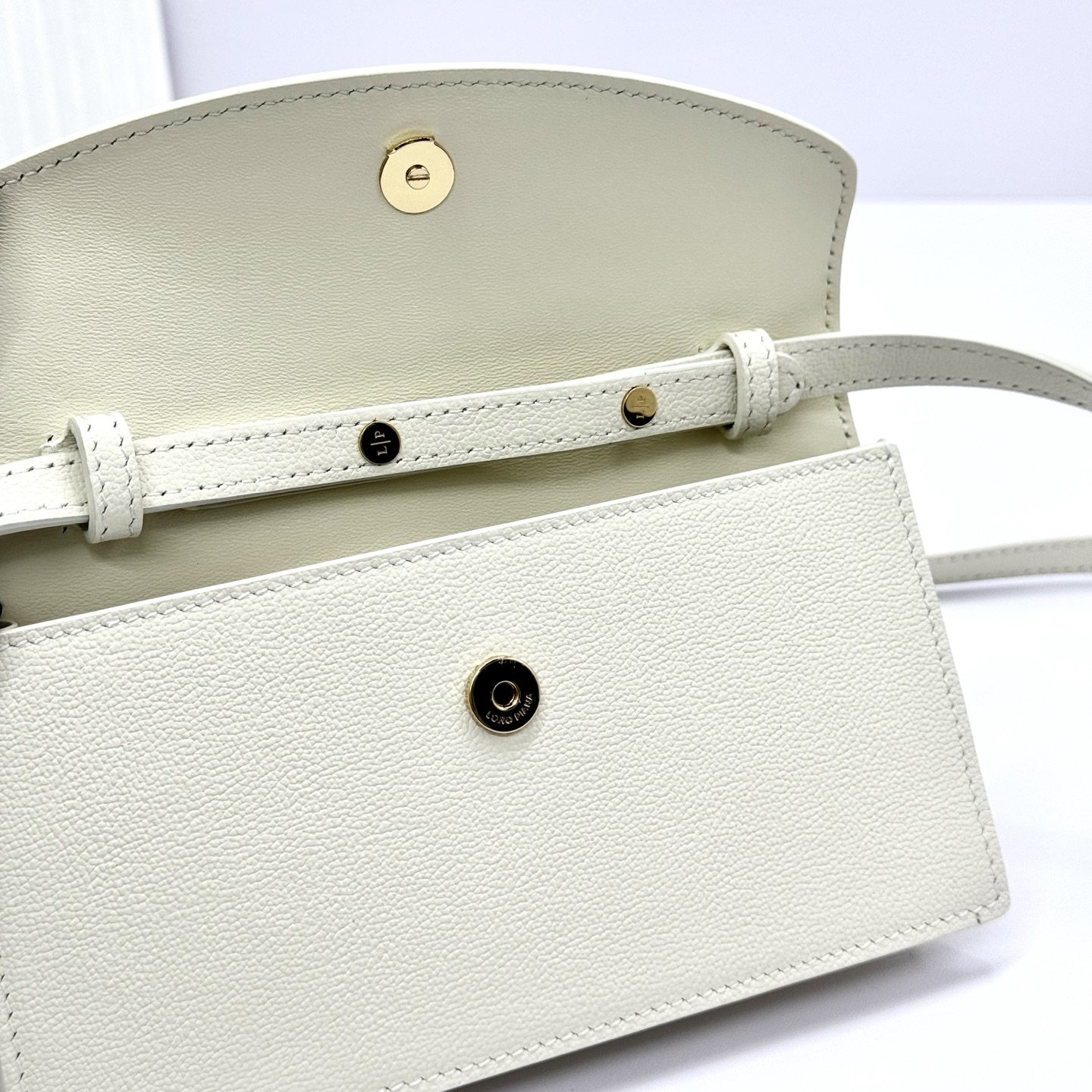 Loro Piana Extra Pochette Calfskin Whisper White/Sun Gold | Loro Piana