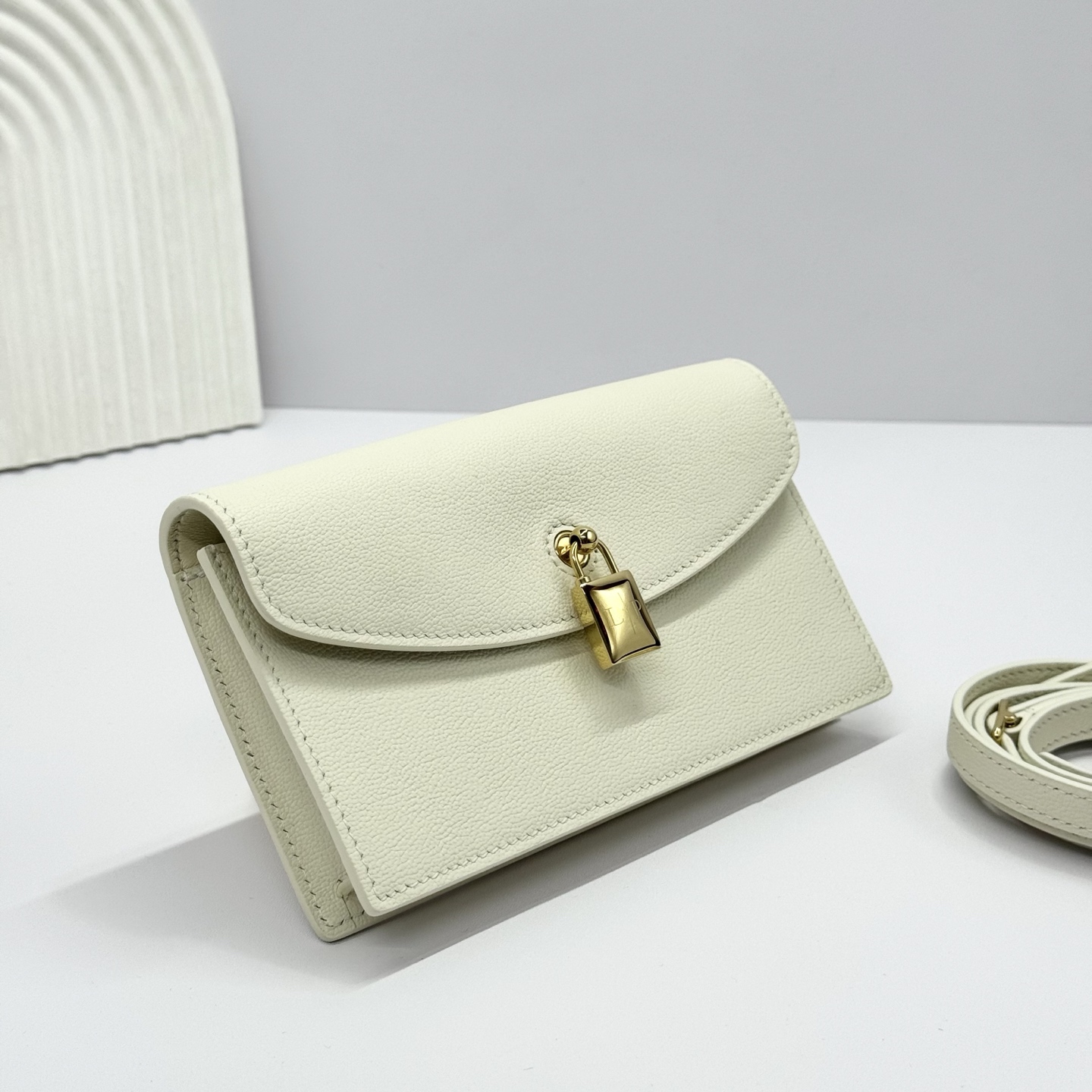 Loro Piana Extra Pochette Calfskin Whisper White/Sun Gold | Loro Piana