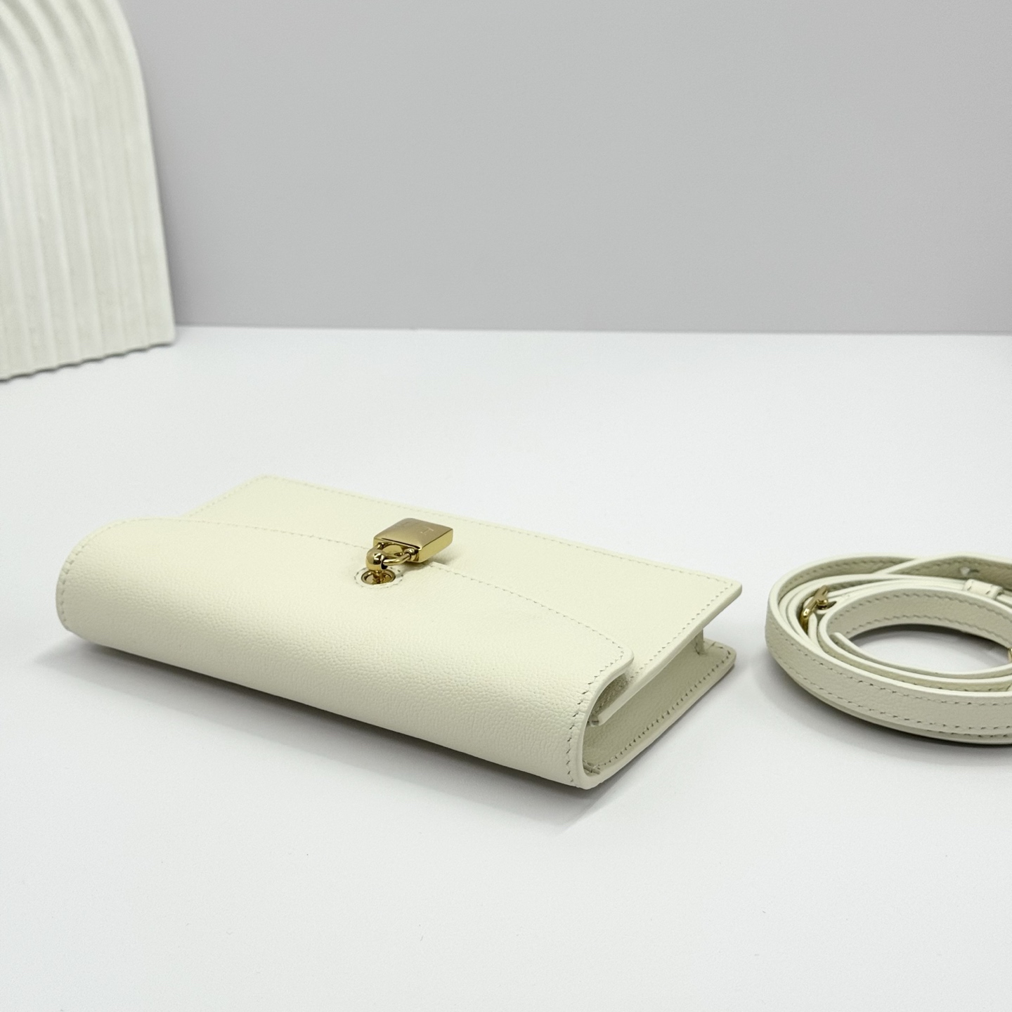 Loro Piana Extra Pochette Calfskin Whisper White/Sun Gold | Loro Piana