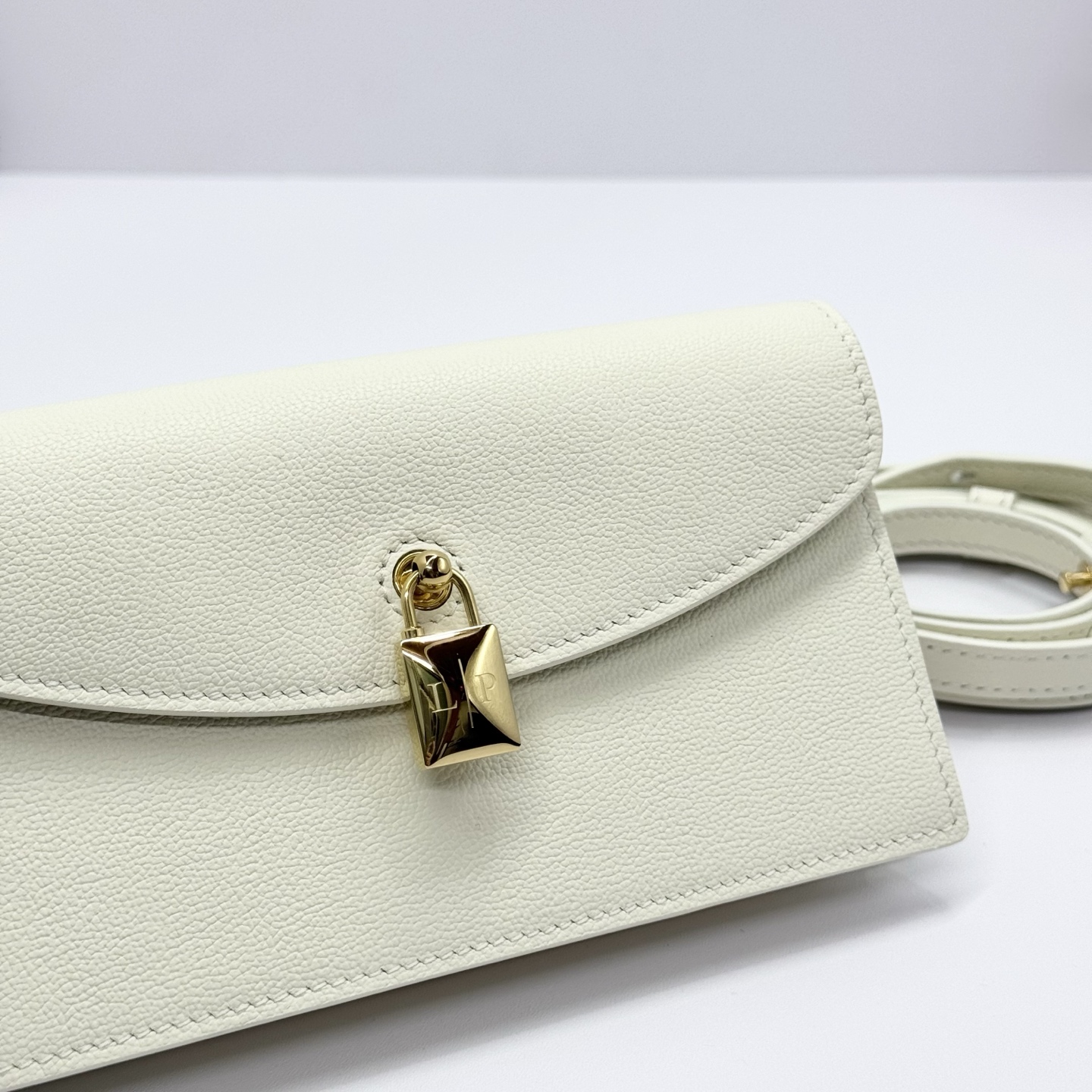 Loro Piana Extra Pochette Calfskin Whisper White/Sun Gold | Loro Piana