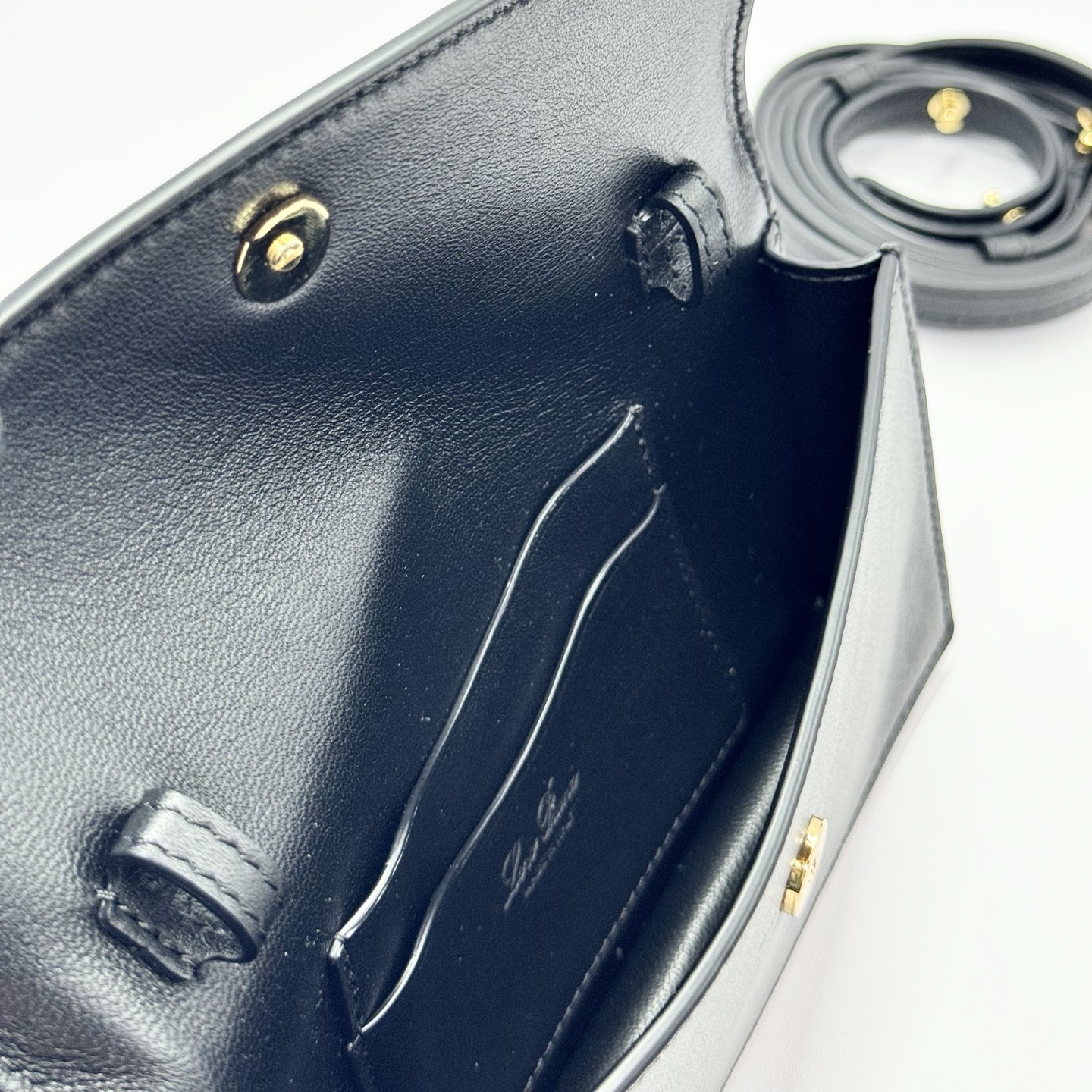 Loro Piana Extra Pochette Calfskin Black/Sun Gold | Loro Piana US