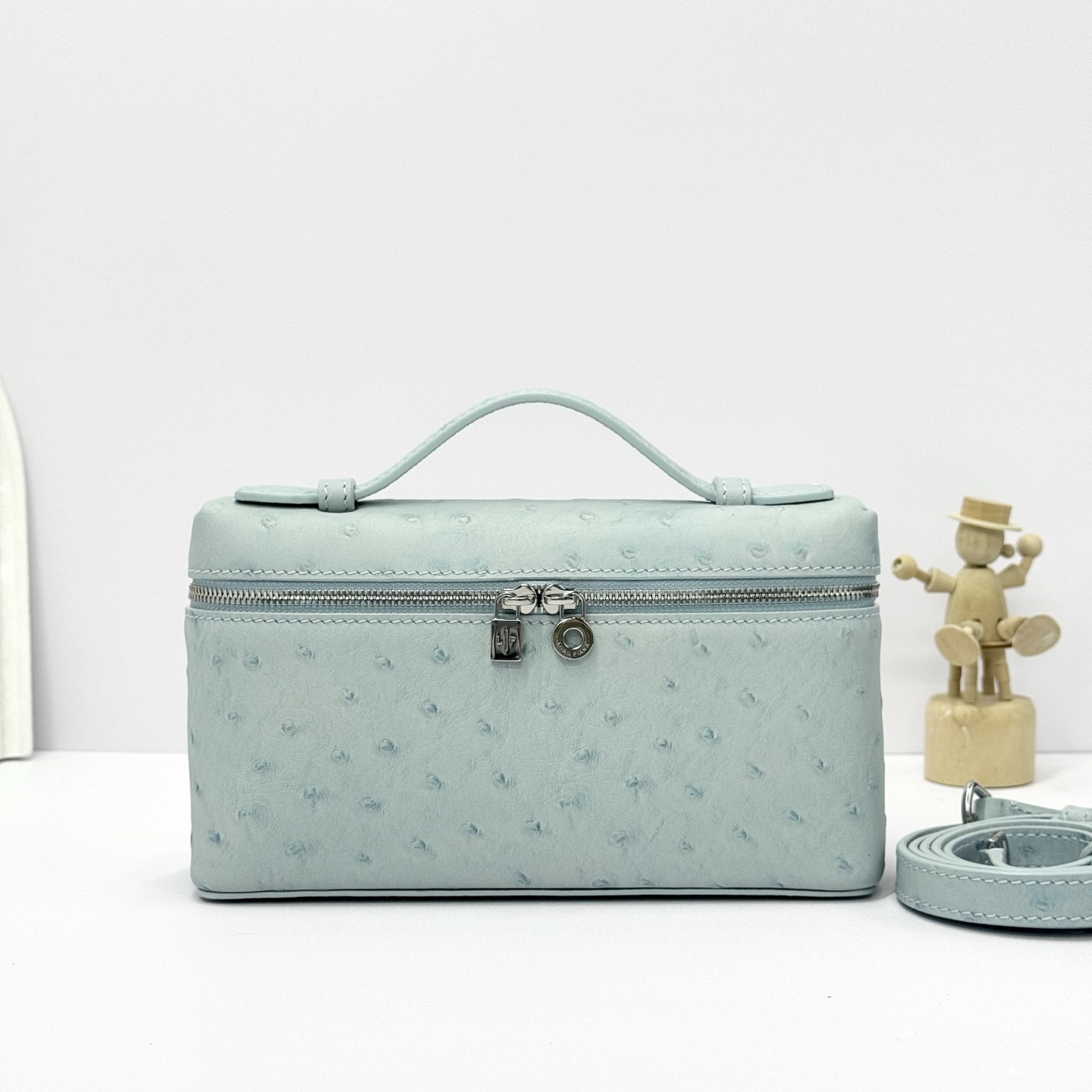 Loro Piana Extra Pocket L19 Pouch Minty Breeze Ostrich