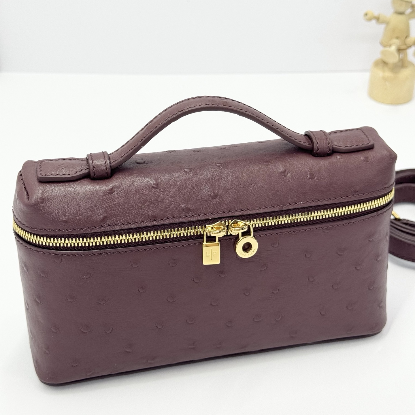 Loro Piana Ostrich Shoulder Bag - Burgundy Shoulder Bags