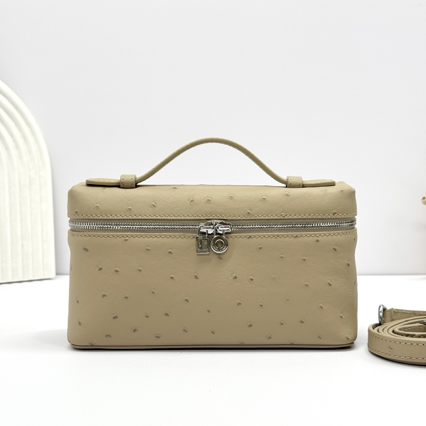 Loro Piana Extra Pocket L19 Pouch Beige Ostrich Gold