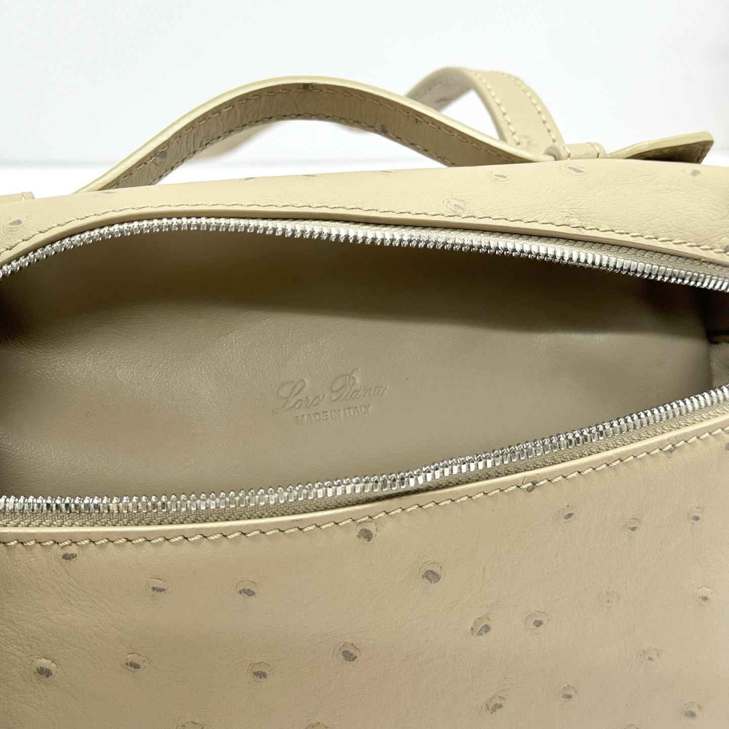 Loro Piana Extra Pocket L19 Pouch Beige Ostrich Gold