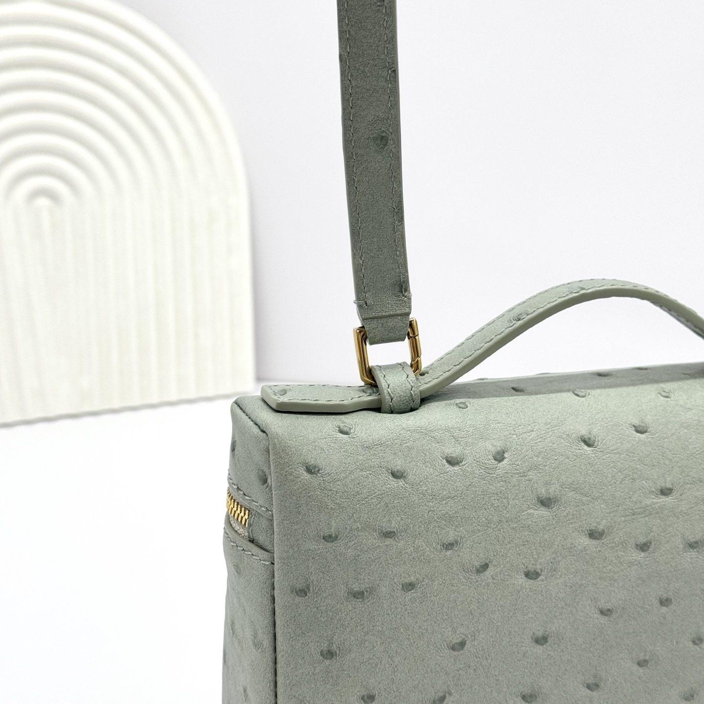 Loro Piana Grey Ostrich Extra Pocket L27 Pouch Loro Piana