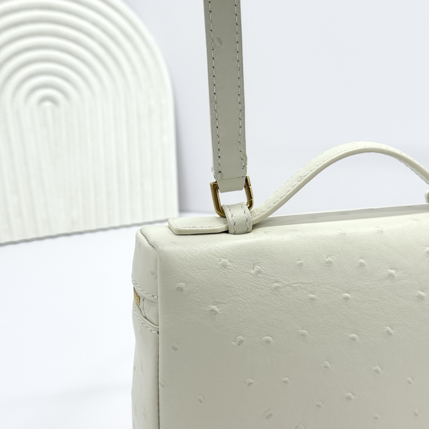 Extra pocket ostrich handbag Loro Piana White in Ostrich