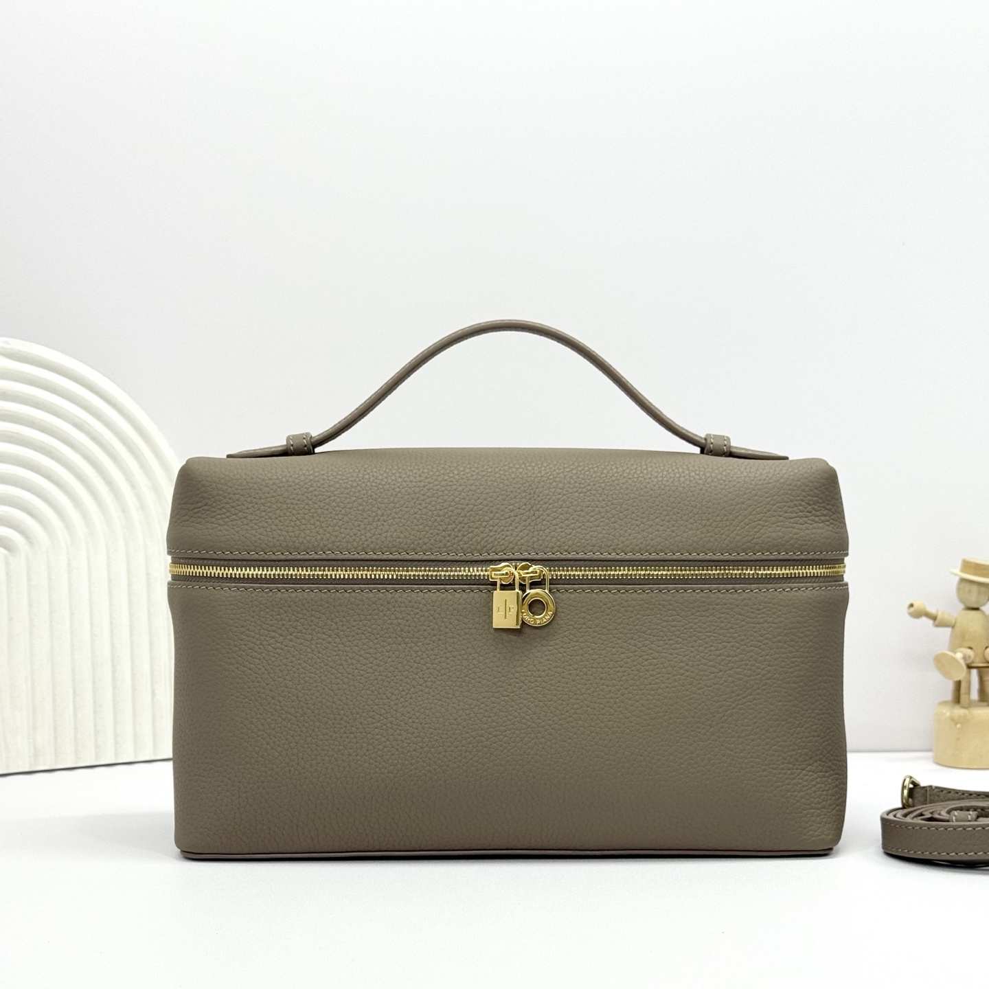 Extra pocket leather handbag Loro Piana Grey green  in Leather