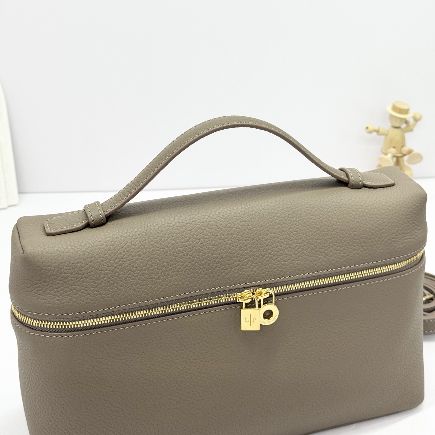 Extra pocket leather handbag Loro Piana Grey green  in Leather