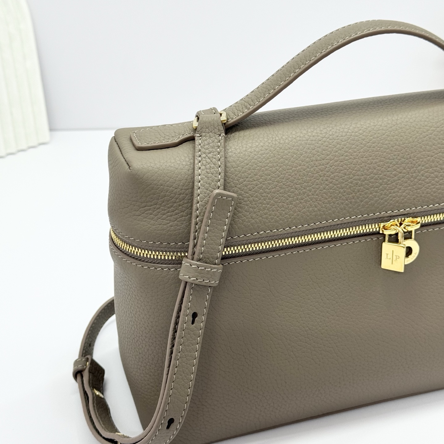 Extra pocket leather handbag Loro Piana Grey green  in Leather