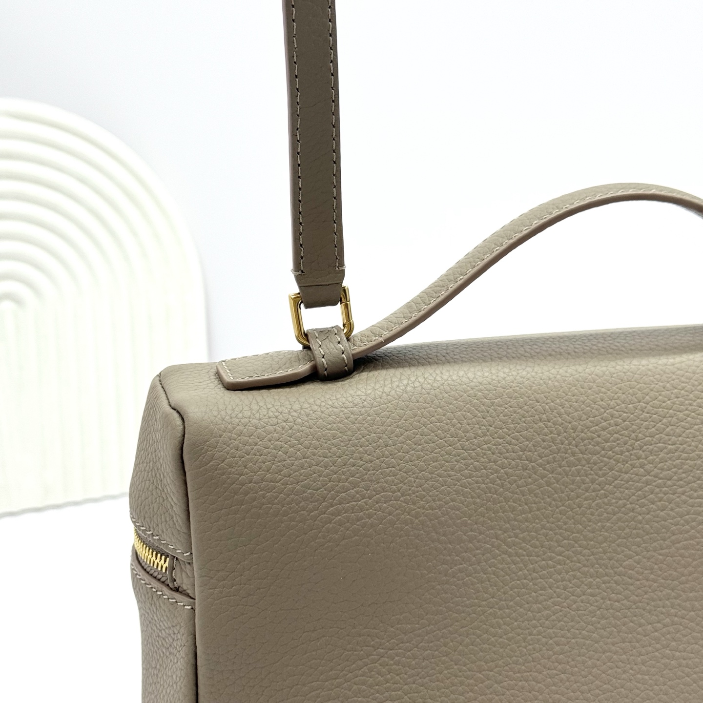 Extra pocket leather handbag Loro Piana Grey green  in Leather