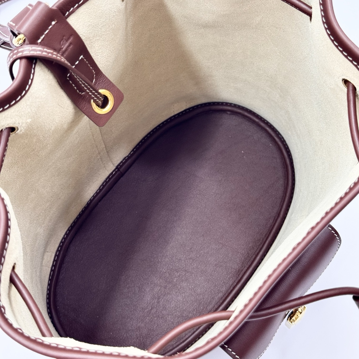 Loro Piana Extra Drawstring backpack L27 Calfskin Whisper burgundy