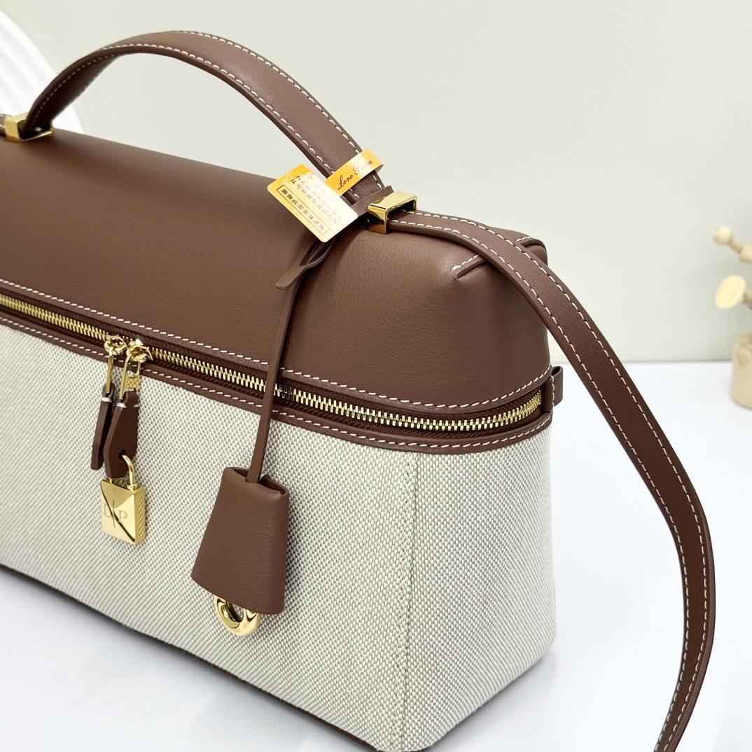 Loro Piana Extra Bag L27 Cotton, Linen Natural/Caramel Sugar/Sun Gold | Loro Piana US