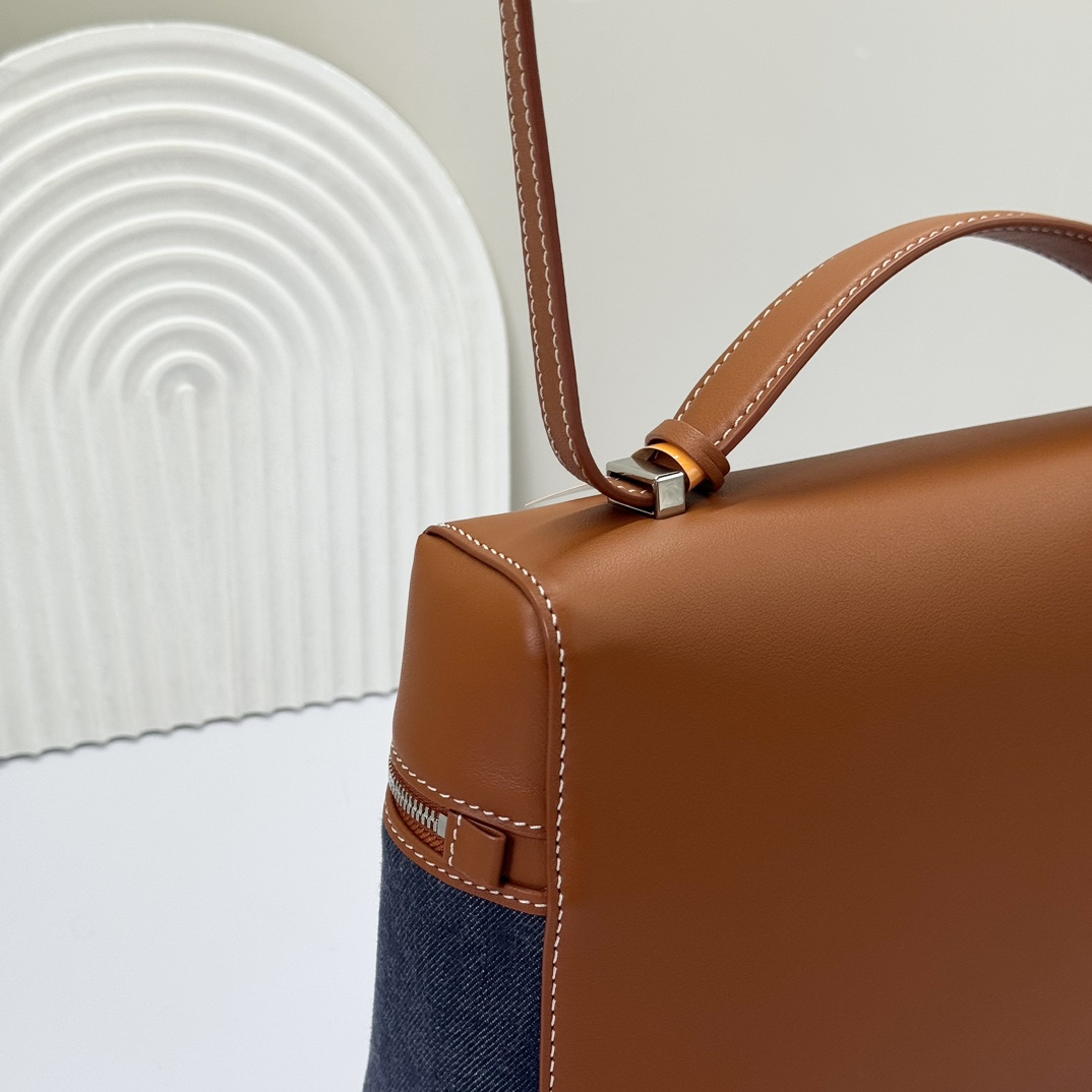 Loro Piana Extra Bag L27 Cotton SURGE BLUE/ WHEAT BRAN/ANTQ SLVR