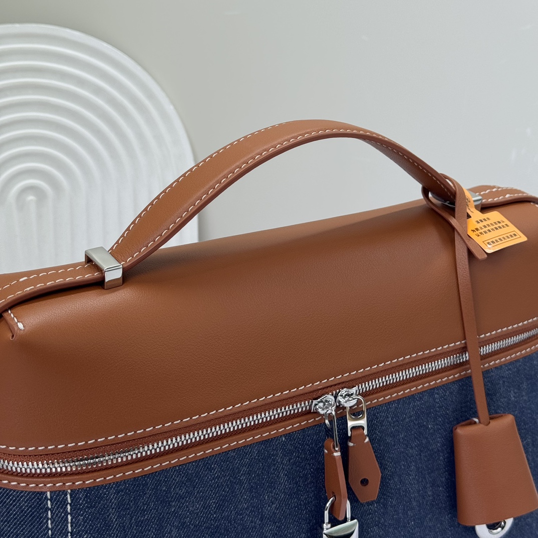 Loro Piana Extra Bag L27 Cotton SURGE BLUE/ WHEAT BRAN/ANTQ SLVR