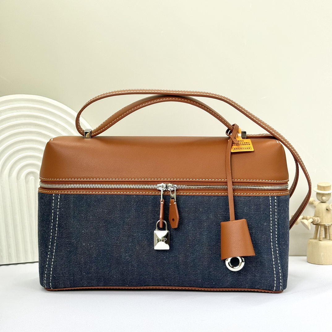 Loro Piana Extra Bag L27 Cotton SURGE BLUE/ WHEAT BRAN/ANTQ SLVR