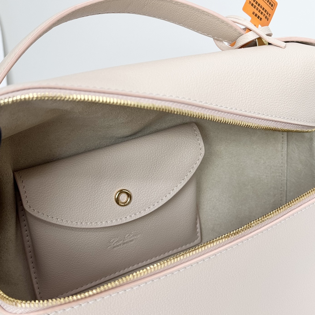 Loro Piana Extra Bag L27 In Warm Tan Calfskin With Gold