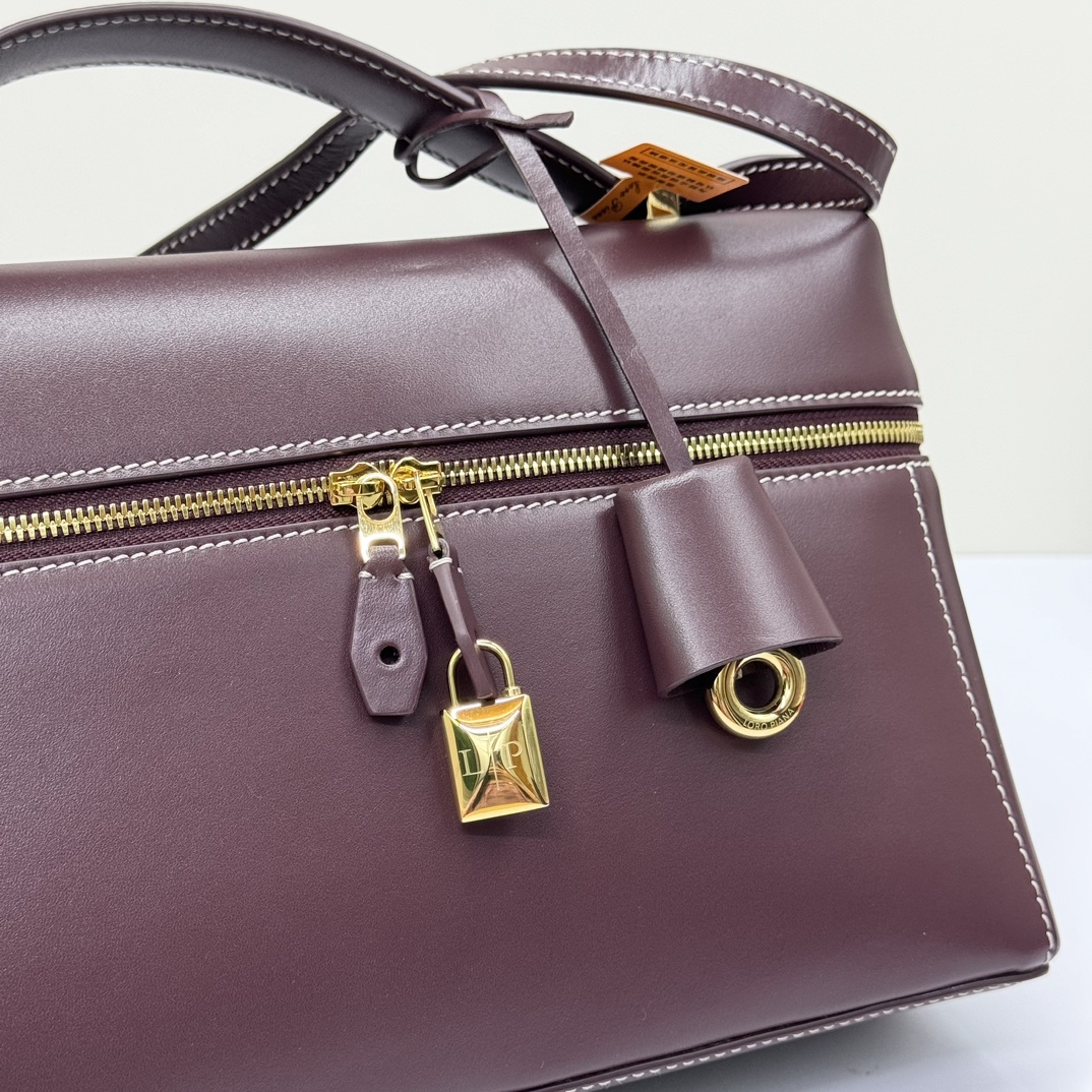 Loro Piana Extra Leather Shoulder Bag In Dark Chocolate Licorice