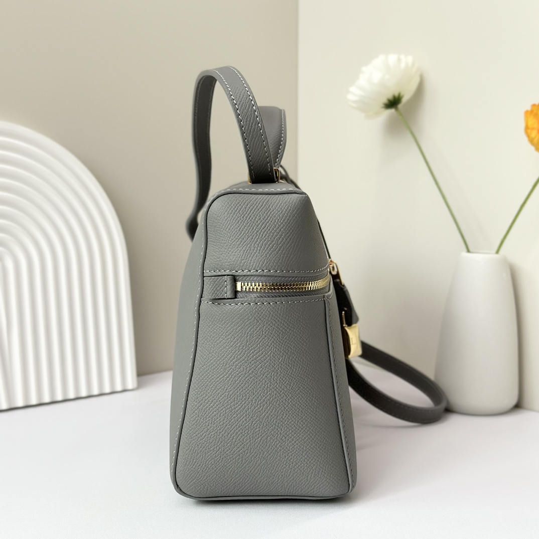 Loro Piana Calf Leather Extra Bag L - Grey Shoulder Bags,