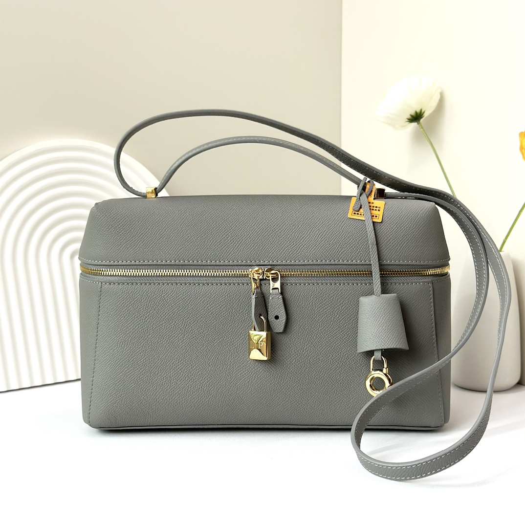 Loro Piana Calf Leather Extra Bag L – Grey Shoulder Bags,