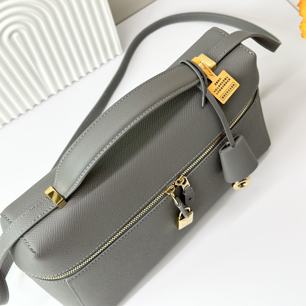 Loro Piana Calf Leather Extra Bag L - Grey Shoulder Bags,