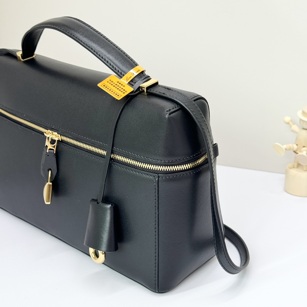 Extra L27 leather crossbody bag in black - Loro Piana