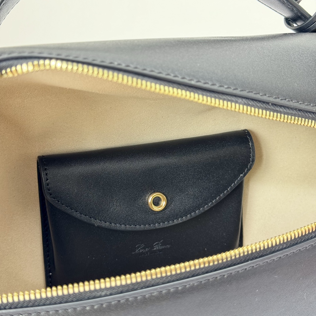 Extra L27 leather crossbody bag in black - Loro Piana