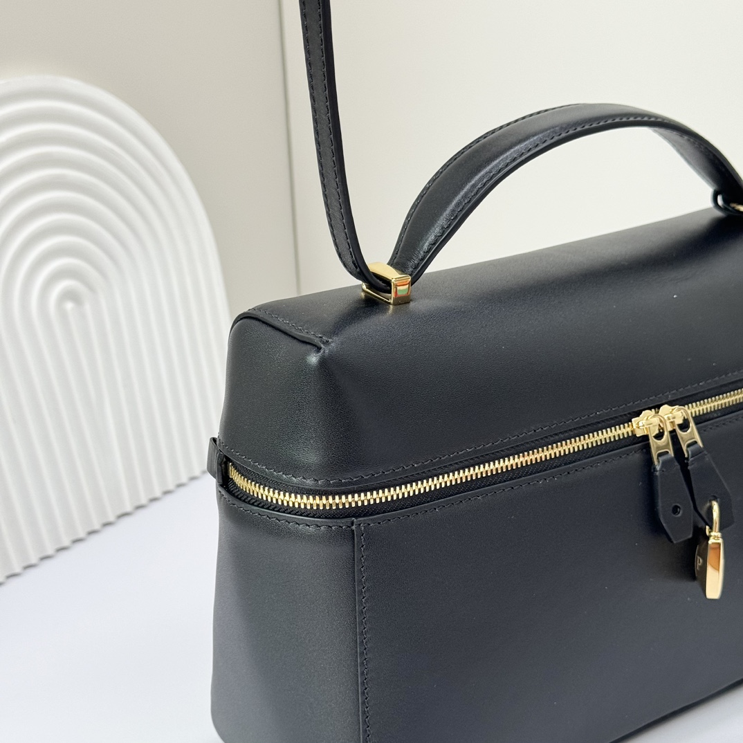 Extra L27 leather crossbody bag in black - Loro Piana