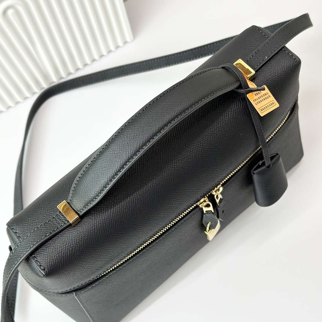 Extra L27 leather crossbody bag in black - Loro Piana |