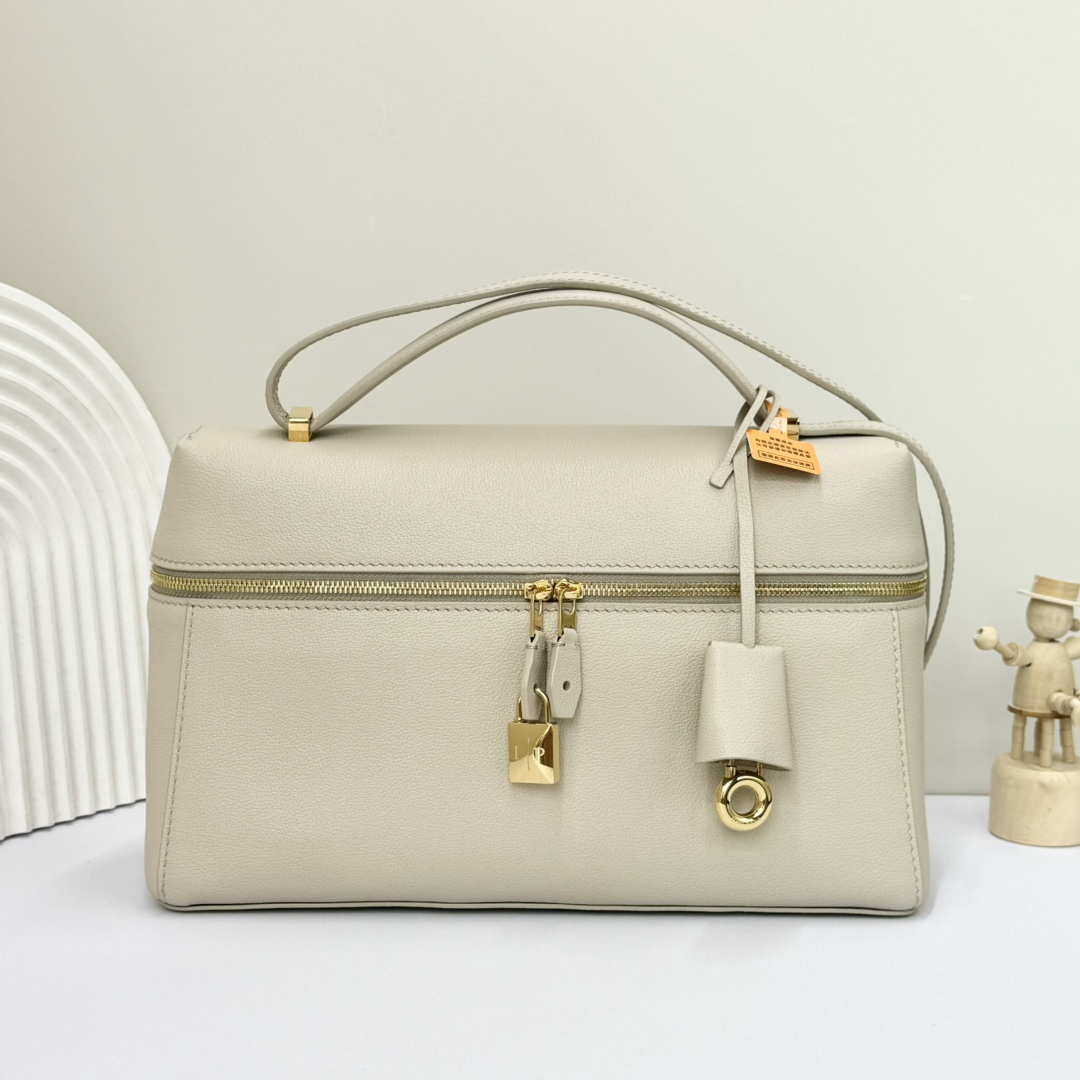 Loro Piana Extra Bag 27 Leather Top Handle Bag In Sunday