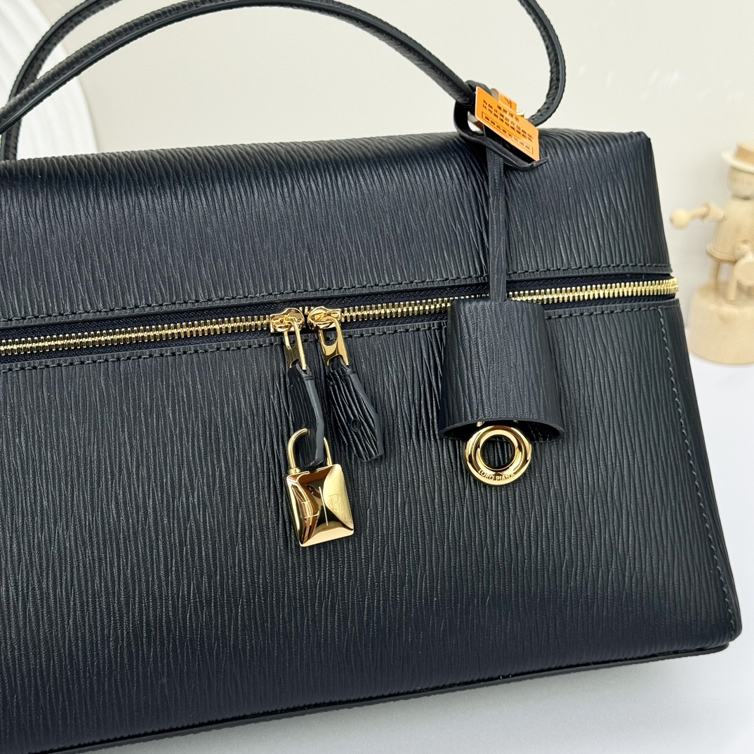 Extra Bag L27 Ox Leather Blue Navy/Sun Gold - Loro Piana