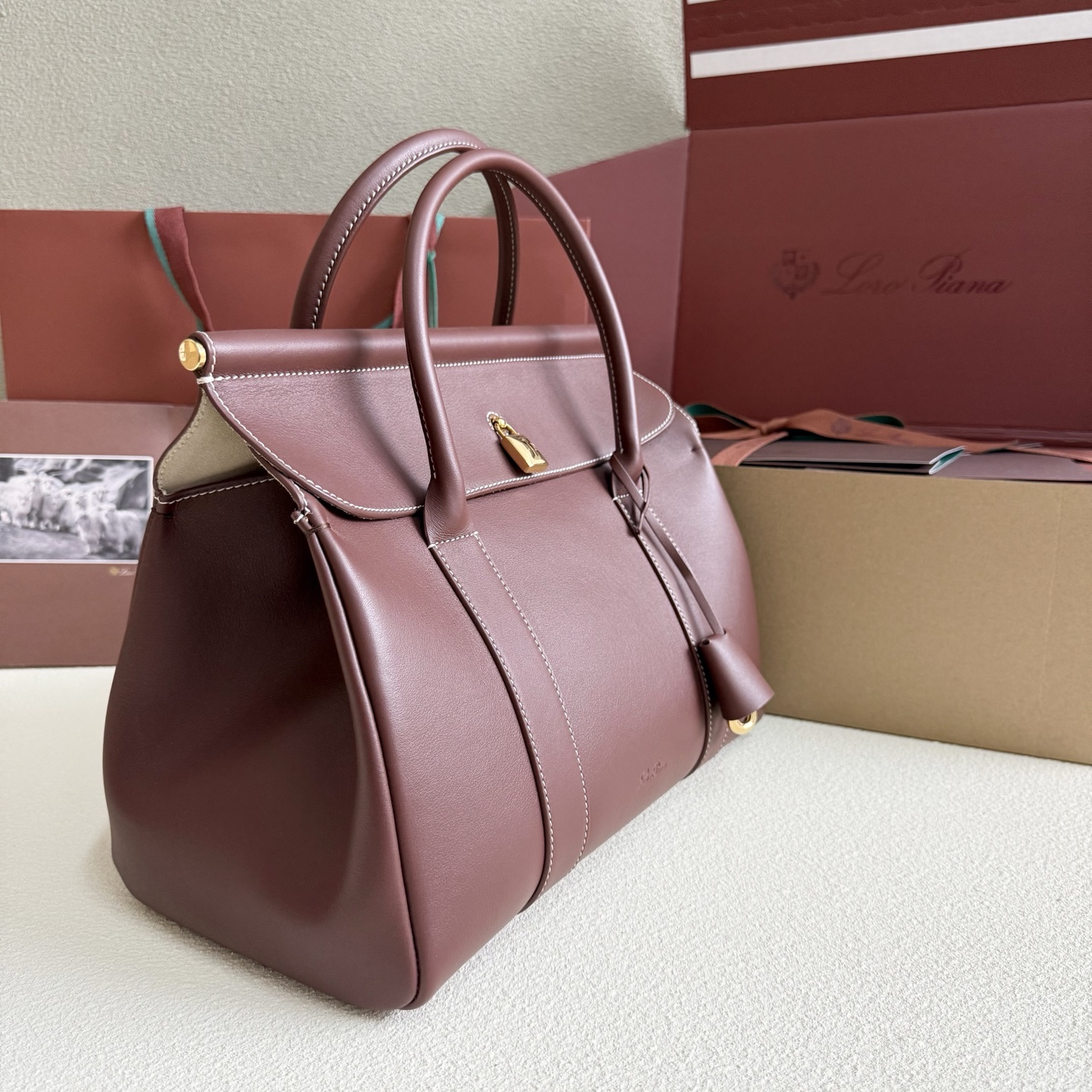 Loro Piana Loom bag L25 Calfskin Smoked Caramel/Sun Gold | Loro Piana
