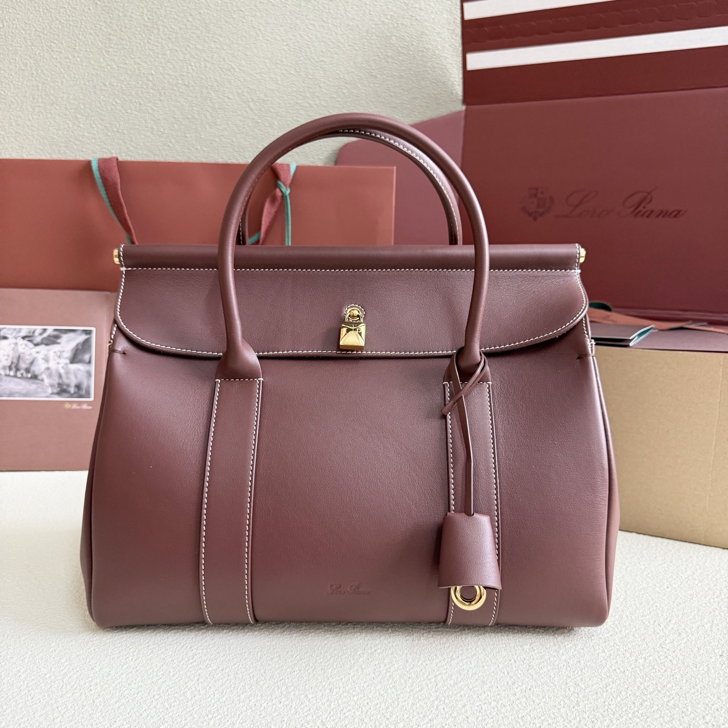 Loro Piana Loom bag L25 Calfskin Smoked Caramel/Sun Gold | Loro Piana