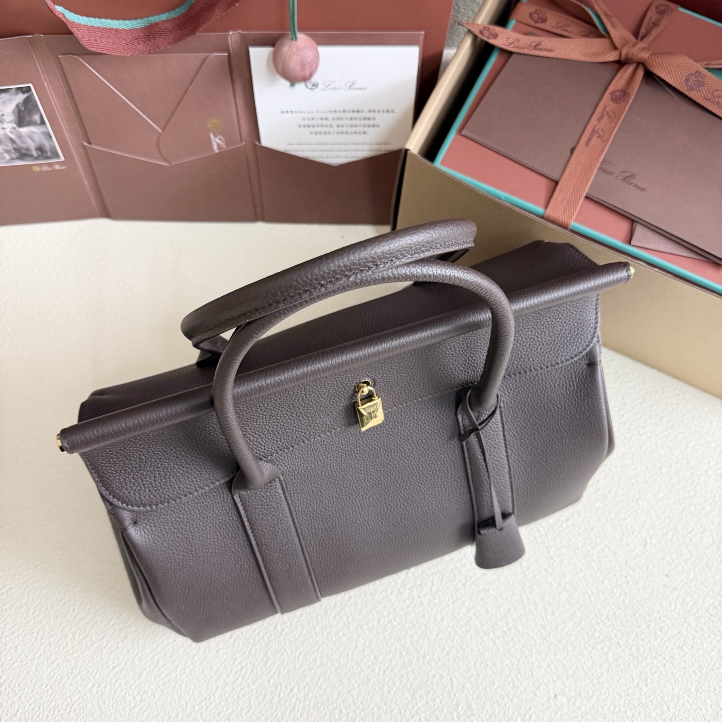 Loro Piana Loom bag L32 Grained Calfskin gray| Loro Piana US