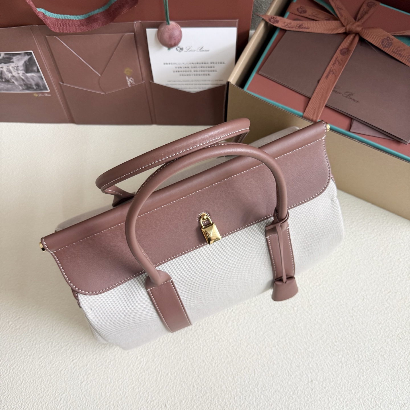 Loro Piana Loom bag L32 Cotton, Linen Natural/Caramel Sugar | Loro Piana US