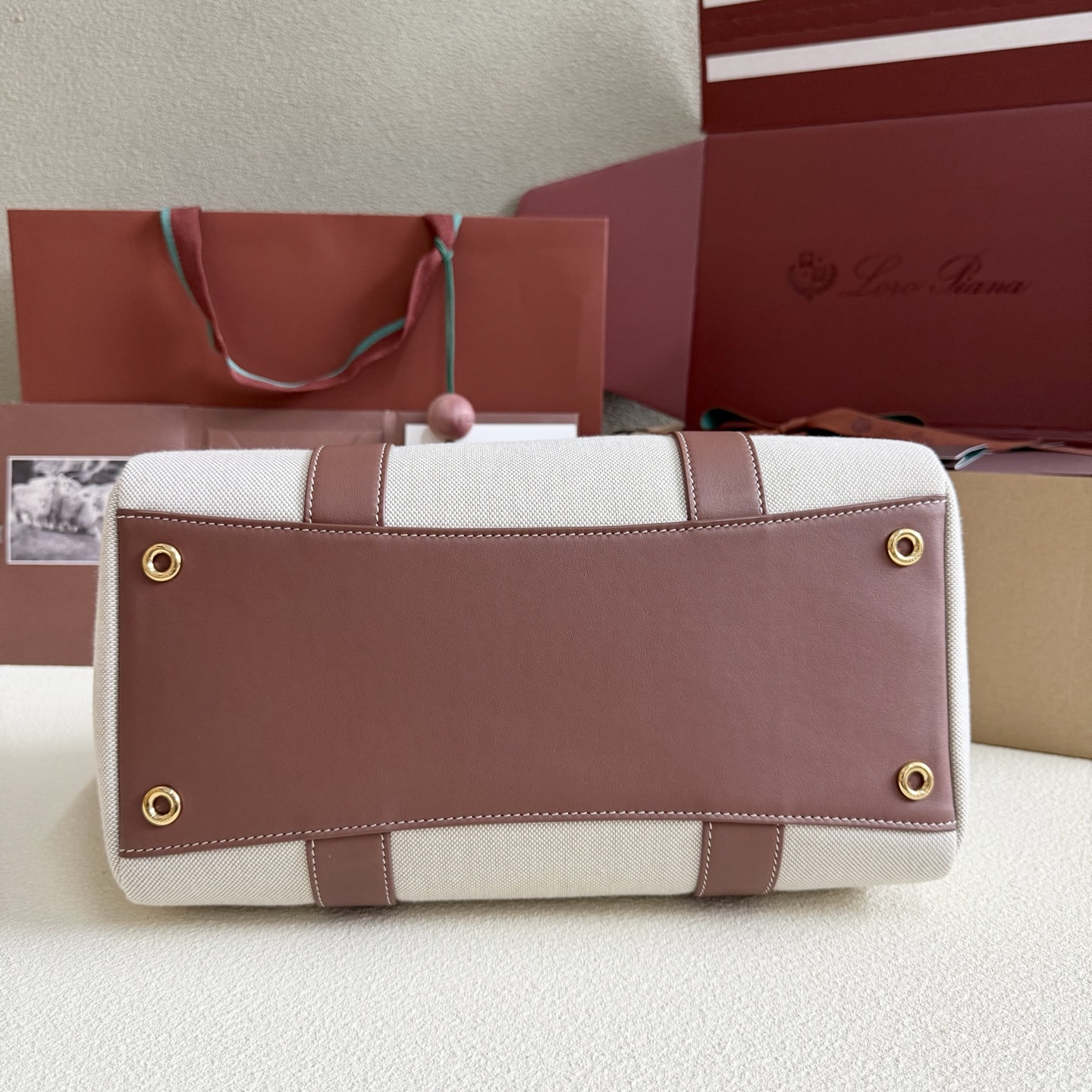Loro Piana Loom bag L32 Cotton, Linen Natural/Caramel Sugar | Loro Piana US