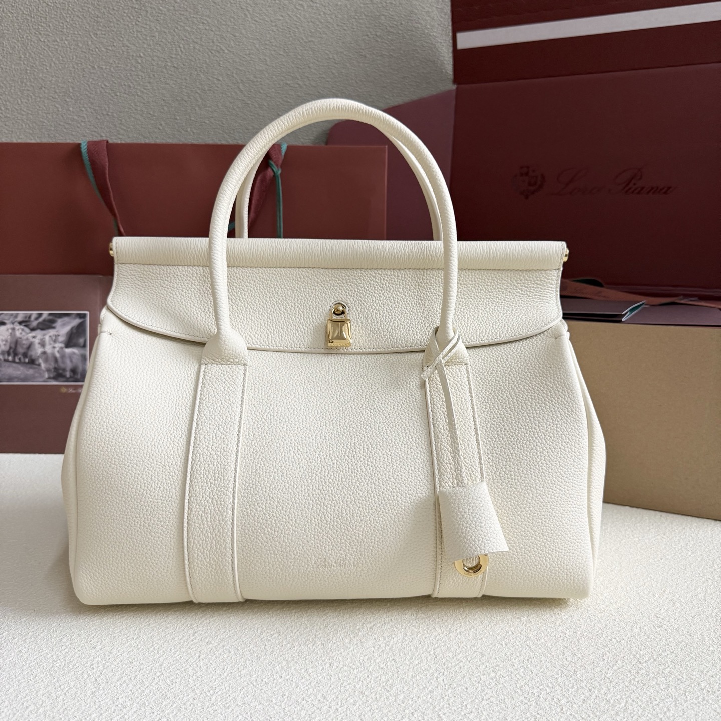 Loro Piana Loom bag L32 Grained Calfskin Whisper White | Loro Piana US