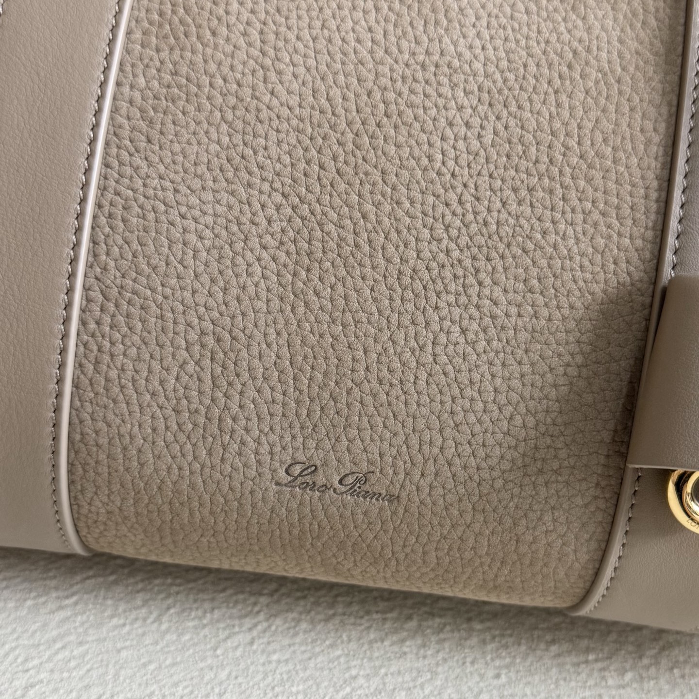 Loro Piana Loom bag L32 Grained Calfskin Light Mastic/Sun Gold | Loro