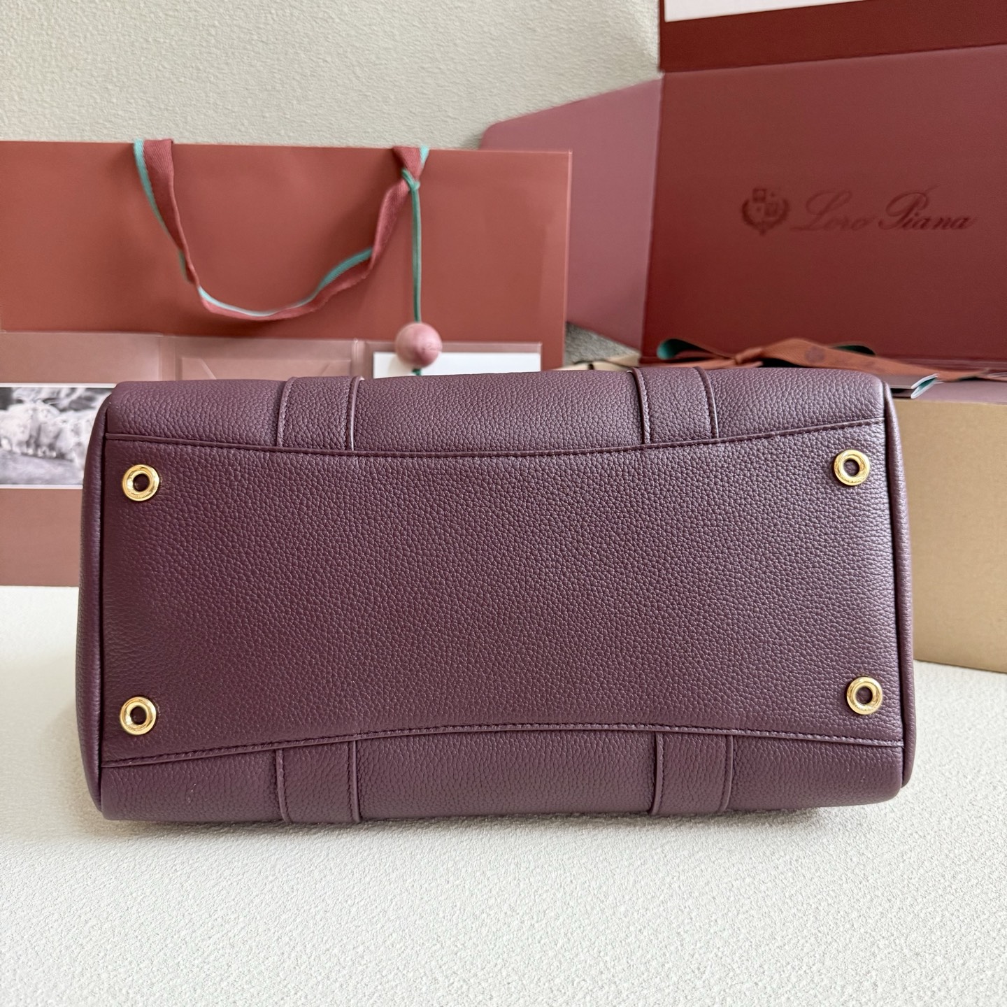 Loro Piana Loom bag L32 Grained Calfskin Azuki Beans/Sun Gold | Loro