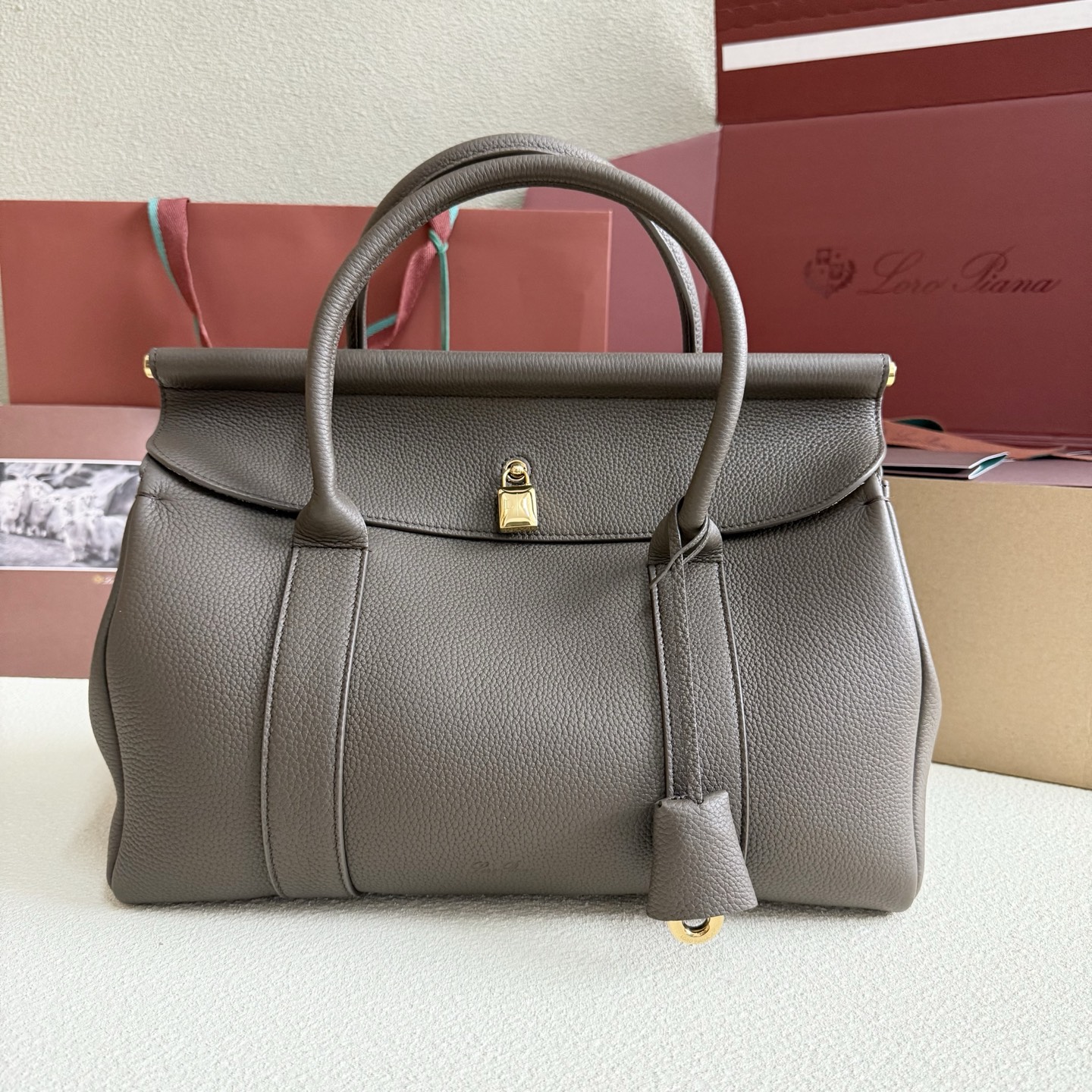 Loro Piana Loom bag L32 Grained Calfskin Rain Drops/Sun Gold | Loro