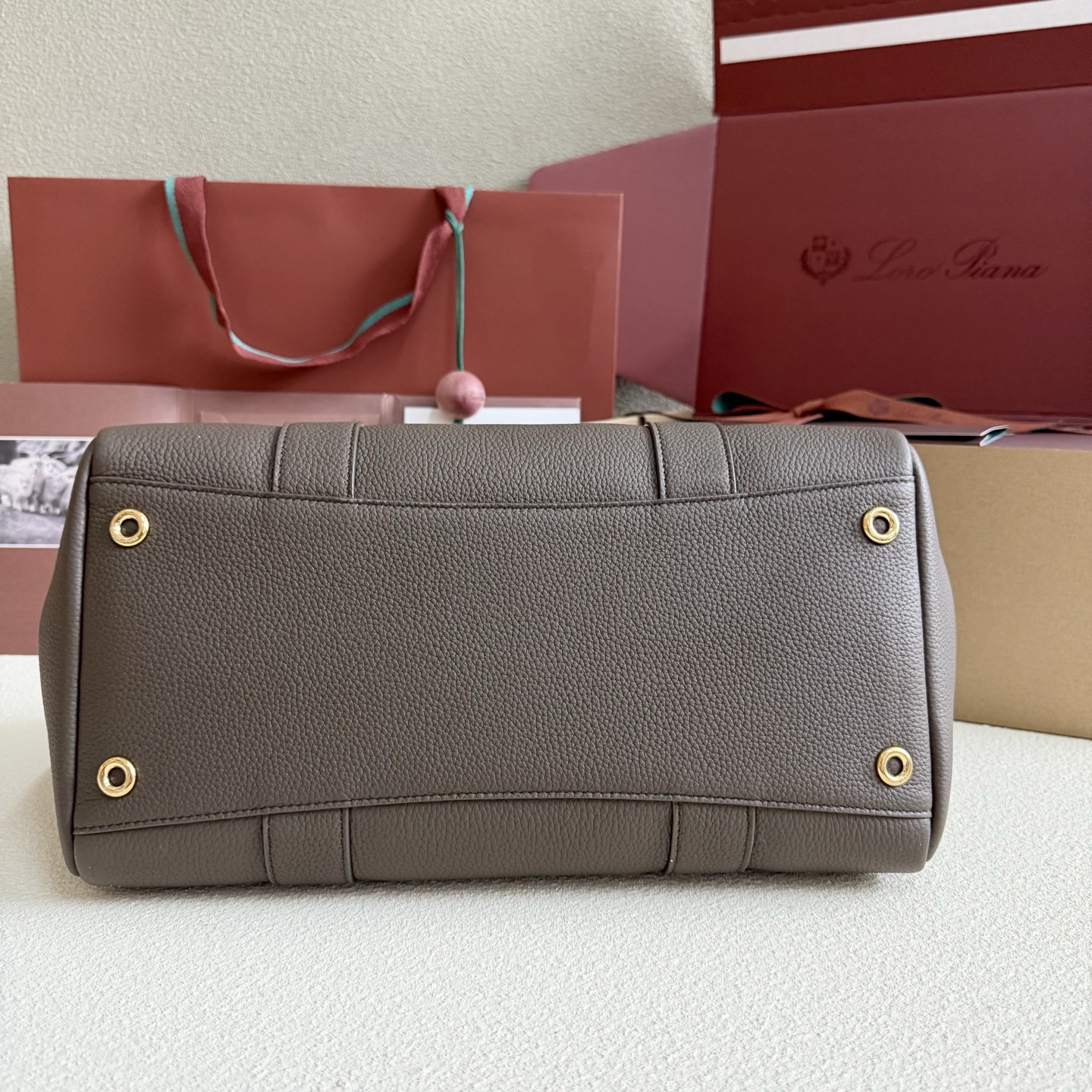Loro Piana Loom bag L32 Grained Calfskin Rain Drops/Sun Gold | Loro