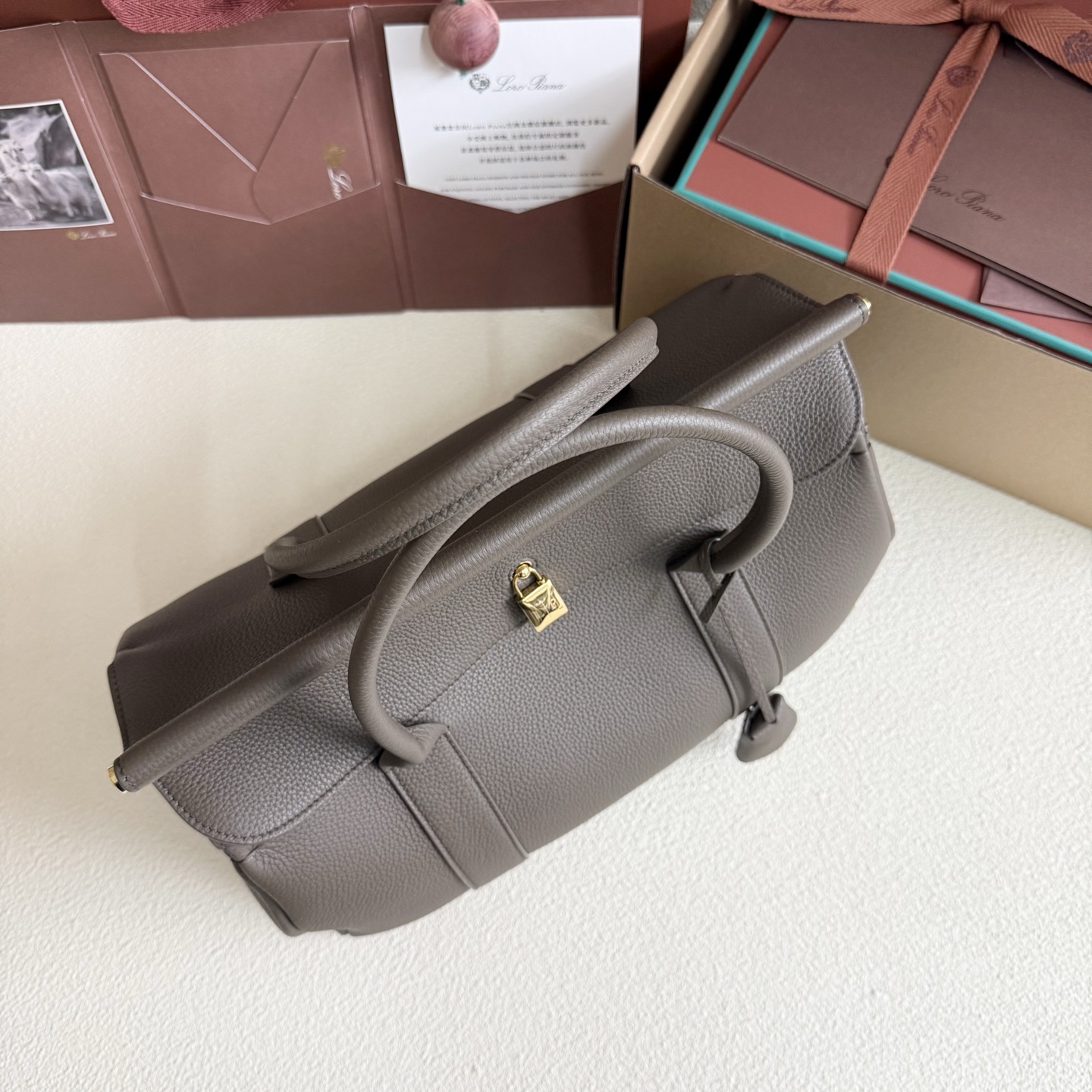 Loro Piana Loom bag L32 Grained Calfskin Rain Drops/Sun Gold | Loro