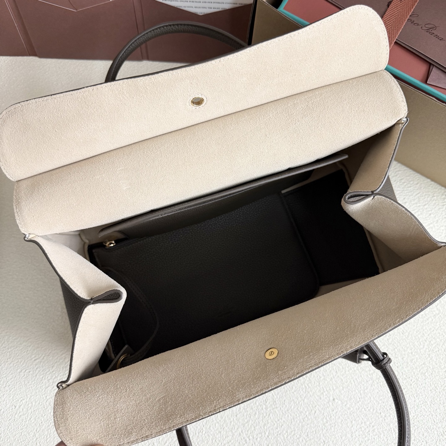 Loro Piana Loom bag L32 Grained Calfskin Rain Drops/Sun Gold | Loro