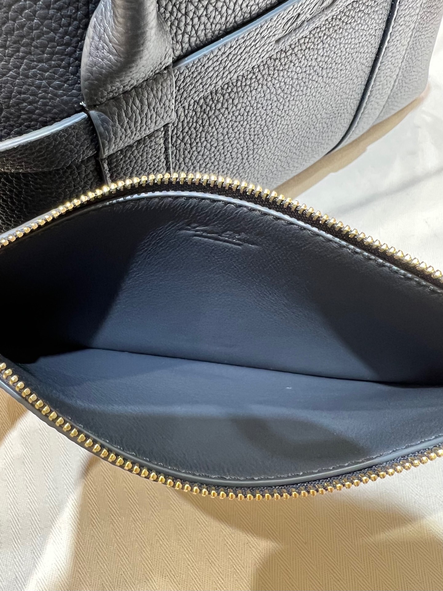 Loro Piana Small Ghiera Shopper Calfskin Blue Navy/Sun Gold | Loro Piana US